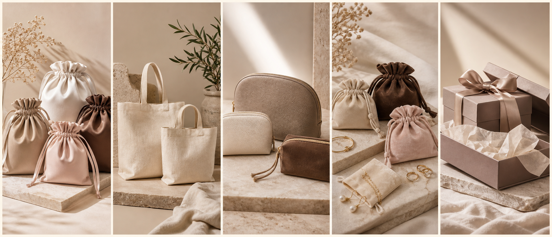 Fabric bag applications for jewelry, gifts and retail product presentation