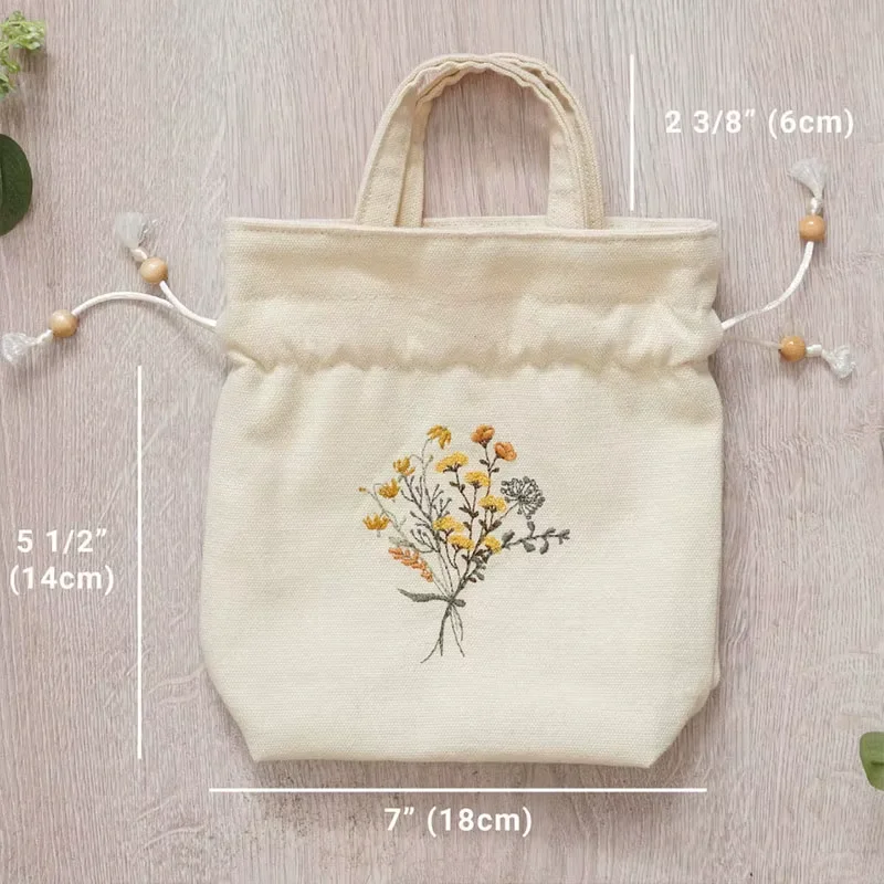 Embroidered Cotton Drawstring Handbag product view 2