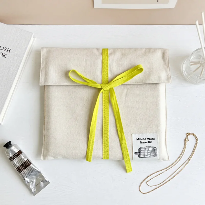 Cotton Gift Pouch With Ribbon Closure product view 2