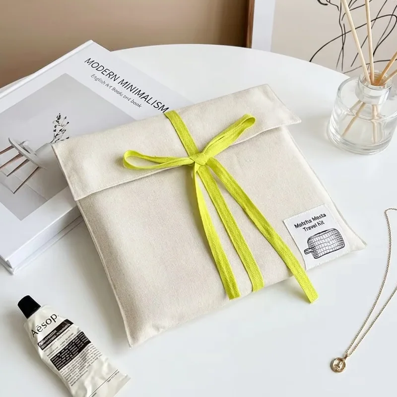 Cotton Gift Pouch With Ribbon Closure product view 3