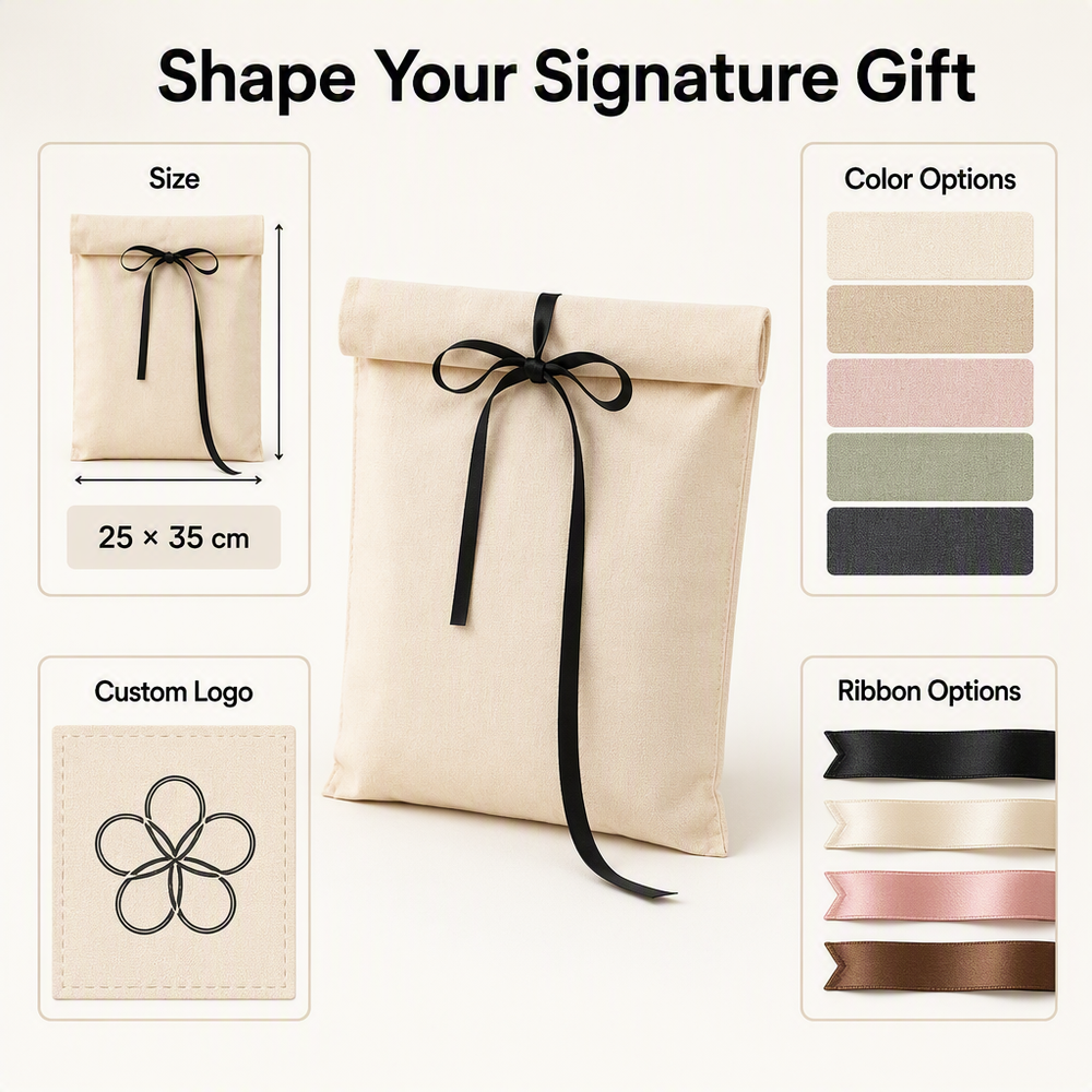 Cotton Ribbon Tie Envelope Bag