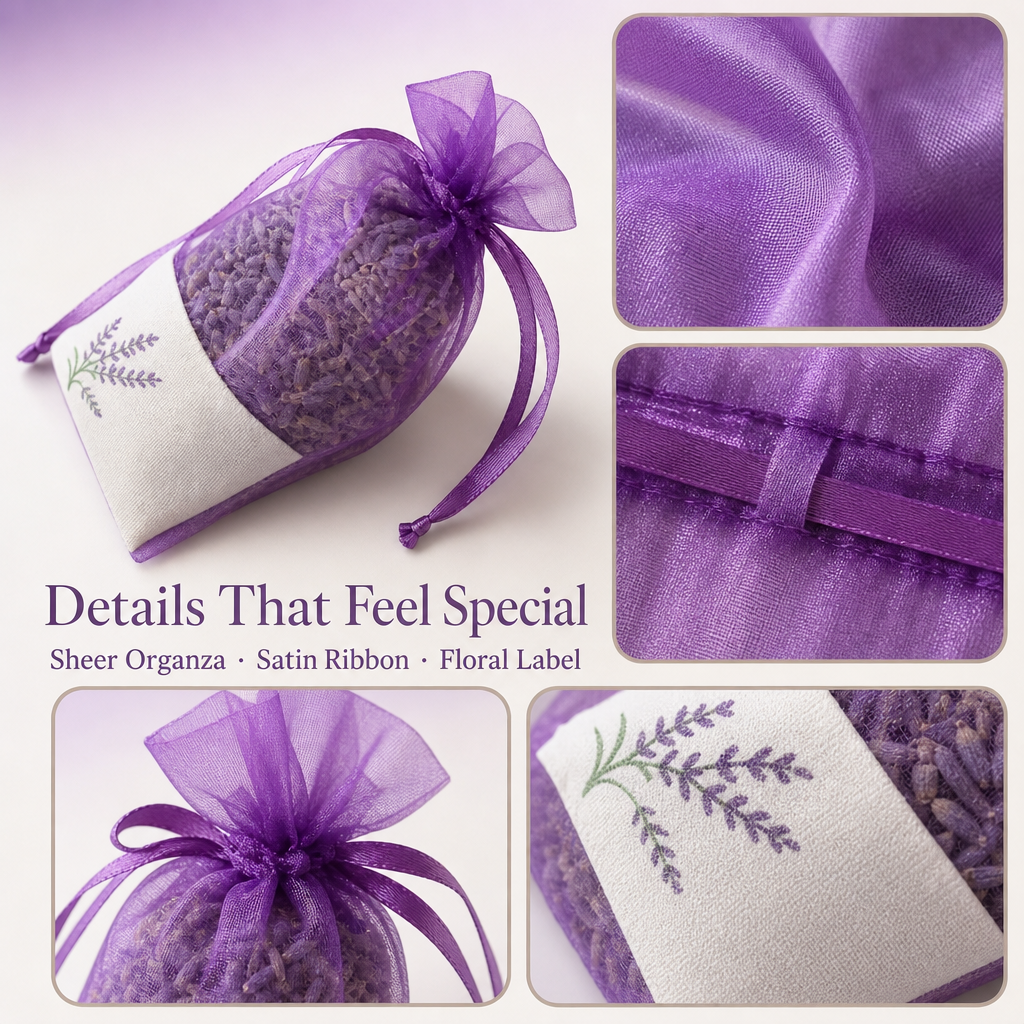 Cotton & Organza Lavender Sachet Gift Bag
