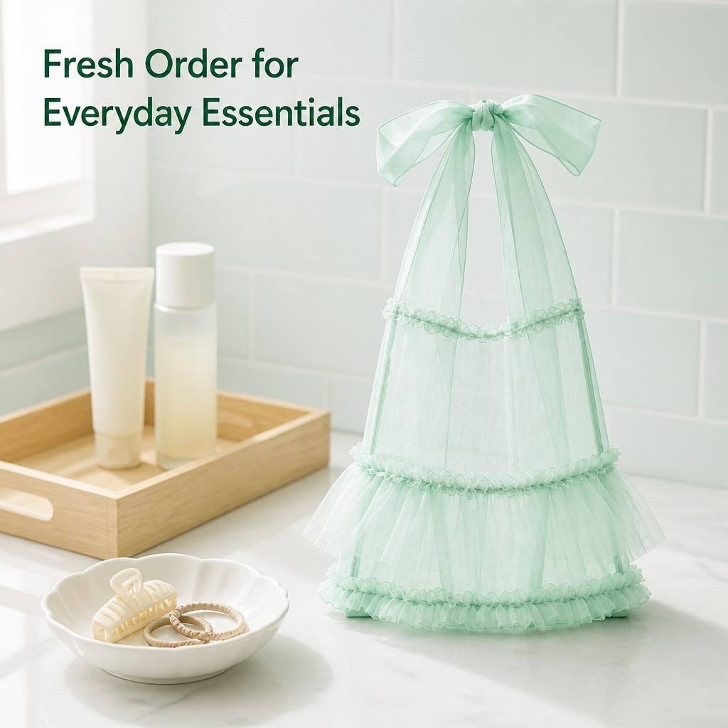Ruffled Organza Bow Gift Bag