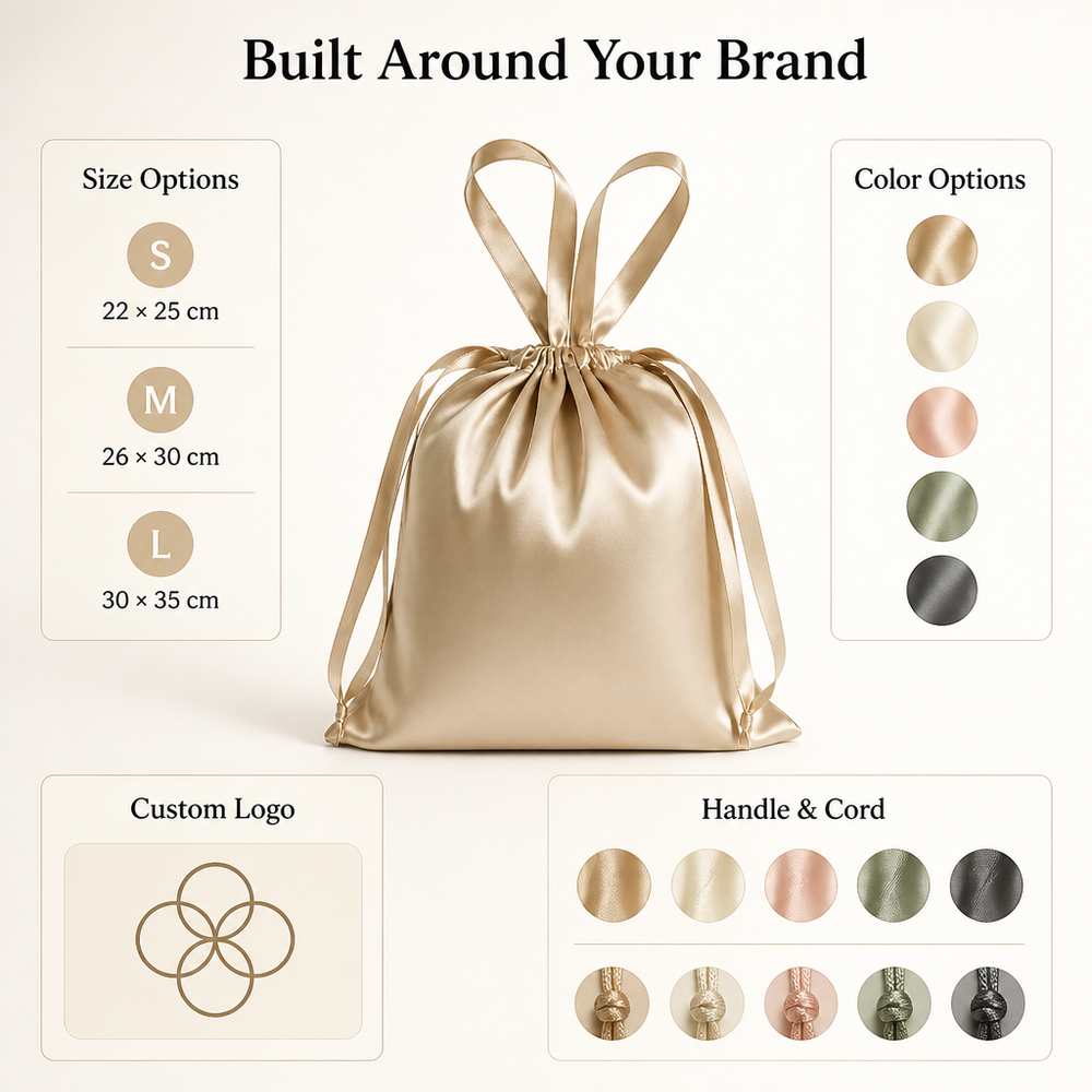 Custom Satin Ribbon Handle Pouch