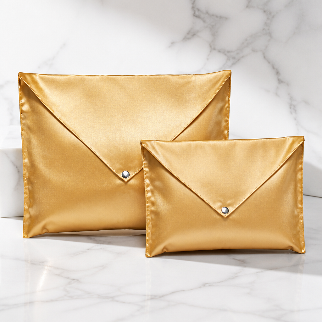 Gold Satin Envelope Gift Pouch