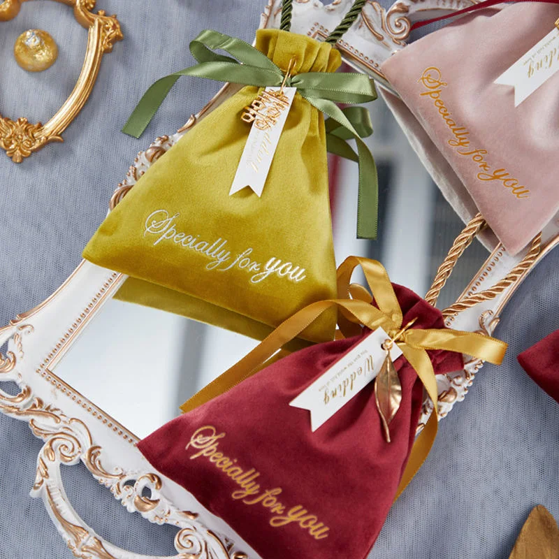 Velvet Drawstring Pouch With Logo product view 2